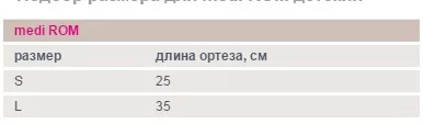 Ортез коленный детский G180D. Таблица размеров Ортез коленный детский G180D. Таблица размеров