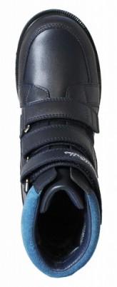 Ботинки для мальчиков Сурсил-Орто ортопедические демисезонные кожаные с жесткими берцами на липучках, синие, 23-289