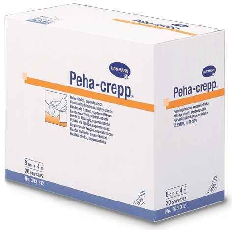 Бинт Peha-crepp фиксирующий для повязок всех типов белый размером 4м х12см в упаковке 100шт, 303164