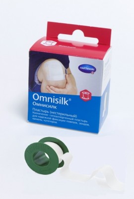 Пластырь Омнисилк (Omnisilk) фиксирующий из искусственного шёлка для повязок,с еврохолдером, белый размером 1.25см х 9.2м, 900418