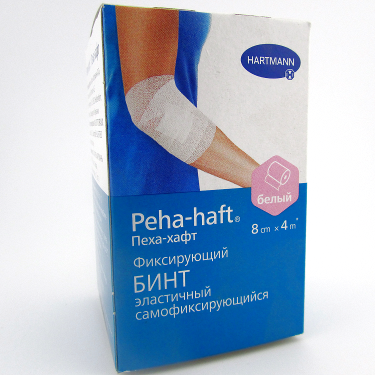 Бинт Peha-Haft (Пеха Хафт) самофиксирующийся, без латекса, белый, размером 4м х8см, 932485