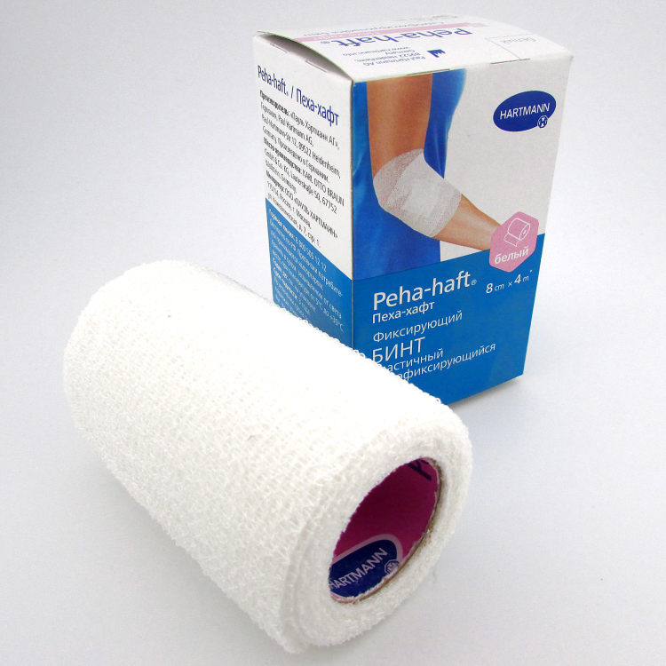 Бинт Peha-Haft (Пеха Хафт) самофиксирующийся, без латекса, белый, размером 4м х8см, 932485