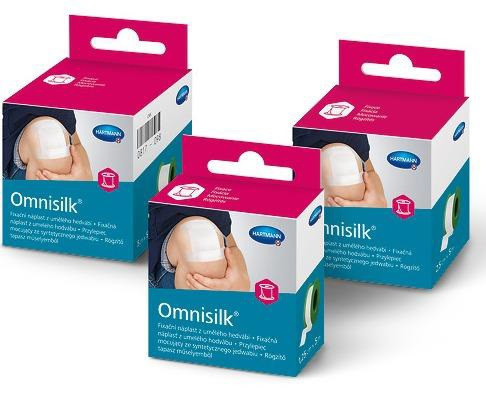 Пластырь Омнисилк (Omnisilk) фиксирующий из искусственного шёлка для повязок,с еврохолдером, белый размером 2.5см х 9.2м, 900419