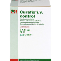 Пластырь Curafix iv Soft (Курафикс Ай Ви Софт) с пленочным окошком  U-образным вырезом , 9 см х 11 см , 50шт, 34870