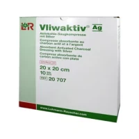 Повязка впитывающая Фливактив (Vliwaktiv) +Ag, компресс  для инфицированных и гнойных ран 20 х 20 см, 10 штук в упаковке, 20707