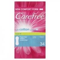 Салфетки ежедневные ароматизированные Кэфри / Carefree Cotton, с экстрактом хлопка, защищает, освежает, 34шт