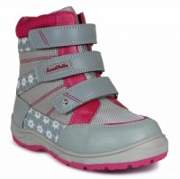 Ботинки для девочек Сурсил-Орто ортопедические зимние с укрепленной пяткой и съемной стелькой, серо-розовые, А45-097