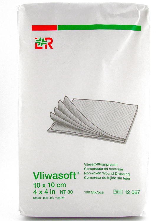 Салфетки Vliwasoft (Фливасофт) не стерильные впитывающие 6-ти слойная из нетканого материала, 10х10см, 100шт, 12067