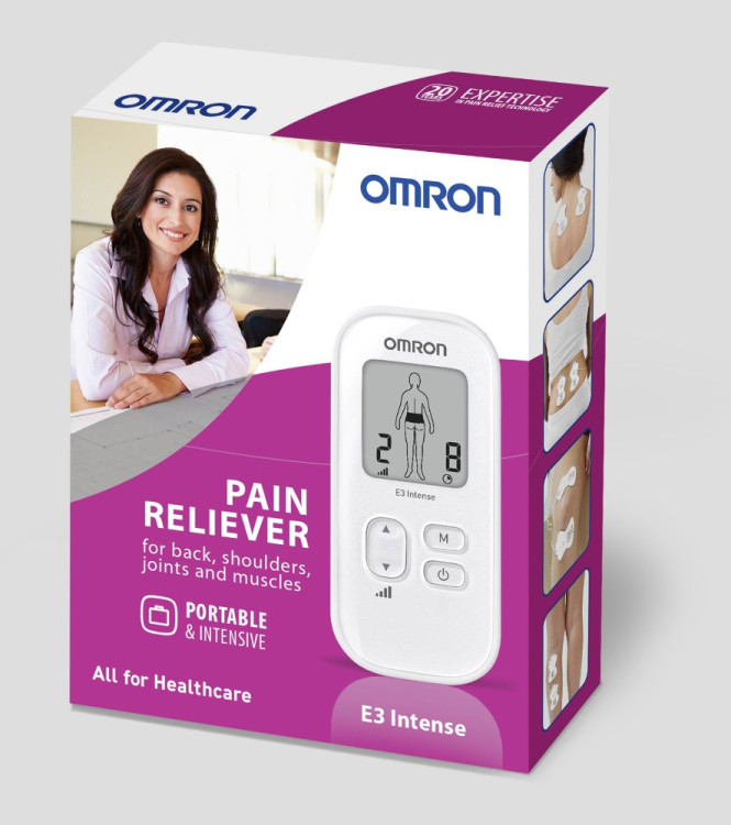 Электронейромиостимулятор Omron Е3 Intense, снимает боли в спине, суставах и конечностях, 3 режима массажа, HV-F021-EW