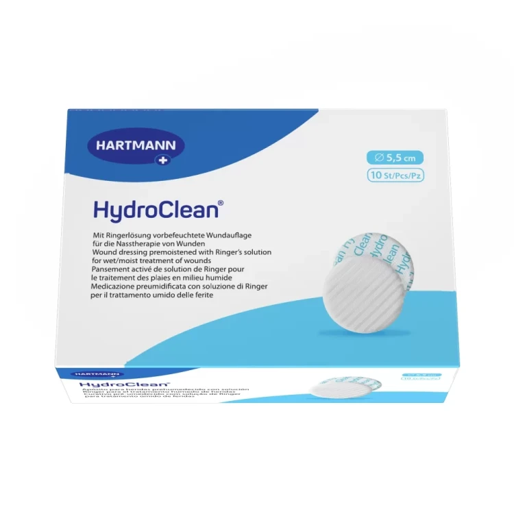 Повязка гидроактивная HydroClean  (Гидроклин), стерильная, с раствором Рингера и антисептиком, диаметр 5.5см, 6092242