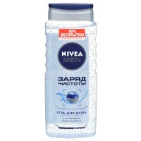 Гель для душа Нивея мэн / Nivea men заряд чистоты, очищает, освежает, тонизирует, с микрогранулами, 250мл