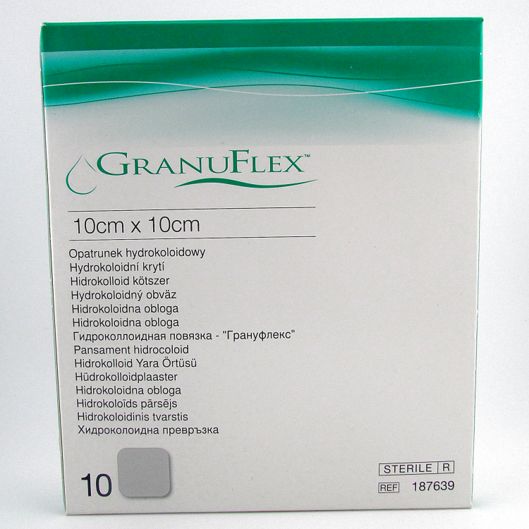 Повязка Грануфлекс (GranuFlex) 10х10см, гидроколлоидная стерильная для хронических экссудативных ран, 187639