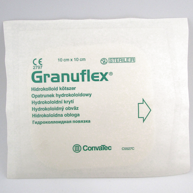 Повязка Грануфлекс (GranuFlex) 10х10см, гидроколлоидная стерильная для хронических экссудативных ран, 187639