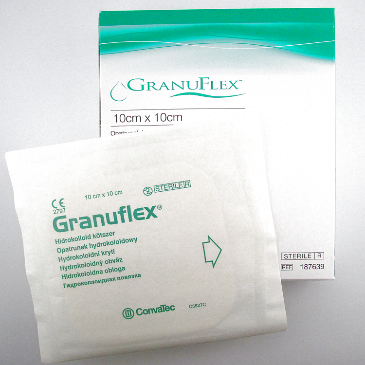 Повязка Грануфлекс (GranuFlex) 10х10см, гидроколлоидная стерильная для хронических экссудативных ран, 187639
