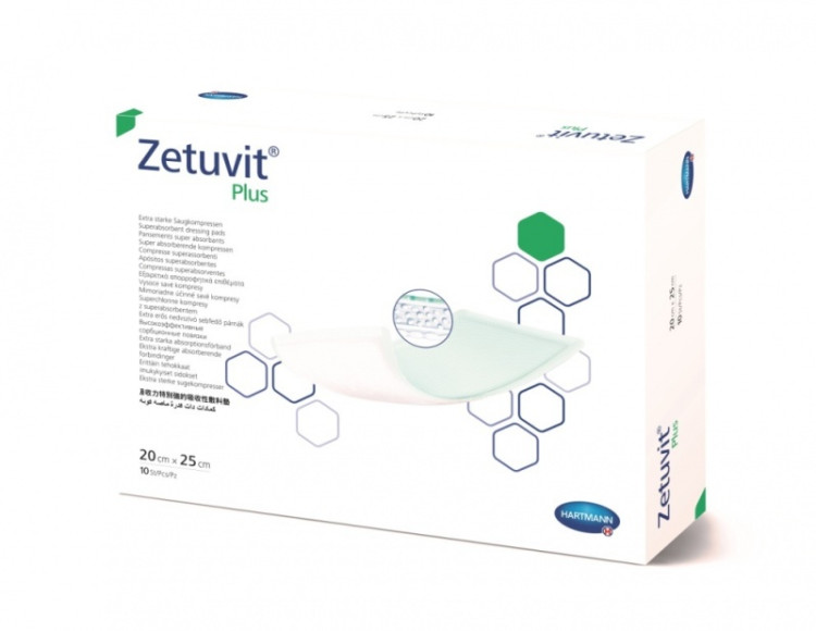 Повязка Zetuvit Plus (Цетувит Плюс) сорбционная стерильная с повышенной впитываемостью 20х25см в упаковке 10штук, 413713