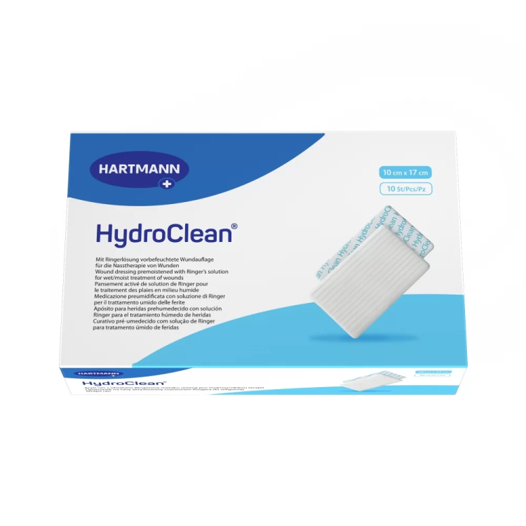 Повязка гидроактивная HydroClean (Гидроклин) с раствором Рингера и антисептиком, 10х17см, 609232