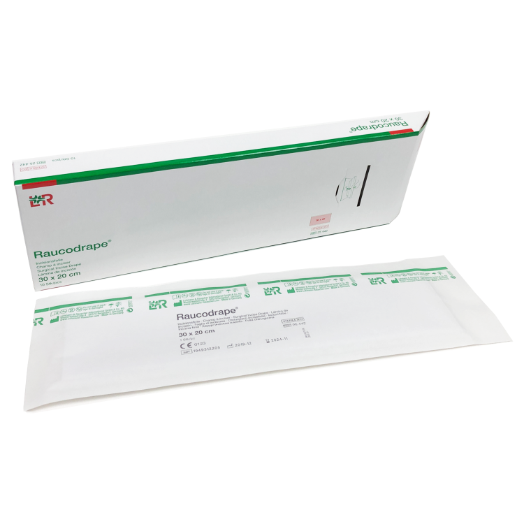 Пленки стерильные прозрачные для защиты операционного поля. "Раукодрейп инцизная пленка" (Raucodrape incision film), 30 х 20 см, 10 штук в упаковке, 25442