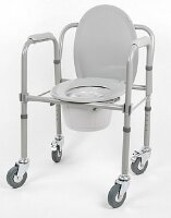 Кресло-туалет Valentine 10581CA стальное складное с регулировкой высоты сиденья, с колесами и тормозами, до 115кг