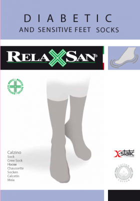 Носки диабетические Relaxsan Diabetic Socks X-Static, с серебрянной нитью, без компрессии, без резинки, плоские швы, 550