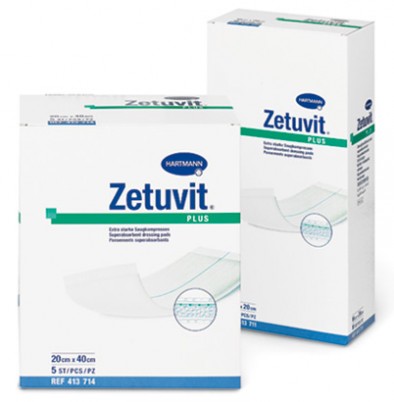 Повязка Zetuvit Plus (Цетувит Плюс) сорбционная стерильная с повышенной впитываемостью 20х40см 10 шт, 413715