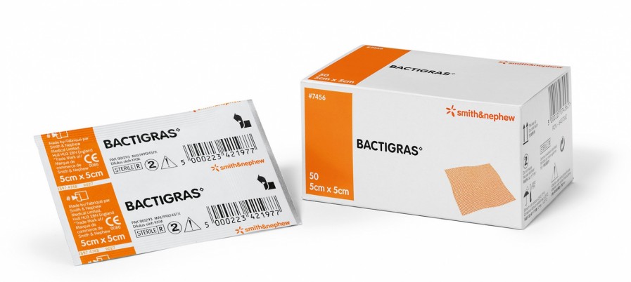 Повязка мазевая Bactigras марля пропитана белым парафином и ацетатом хлоргексидина, стерильная, 5х5см, 50шт, 7456