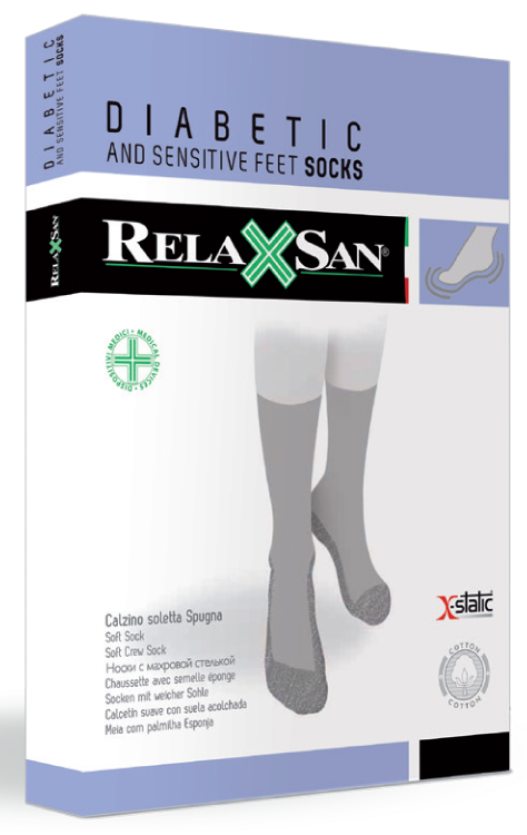 Носки диабетические Relaxsan Diabetic Socks X-Static с серебрянной нитью и махровой стелькой, без компрессии, 550P