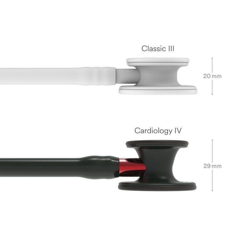 Стетоскоп Littmann Cardiology IV, двухканальная трубка цвет черный, двусторонняя головка цвет черный, ствол красный, 69см, 6200