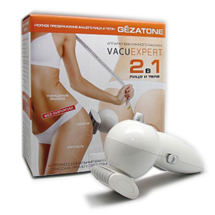 Массажер для тела и лица Gezatone Vacu Expert вакуумный антицеллюлитный для снижения массы тела, 4 программы, 5 насадок