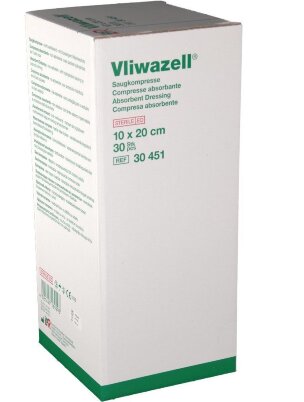 Повязка абсорбирующая Фливацель (Vliwazell) стерильная впитывающая при высокой экссудации, 10х20см, 30шт, 30451