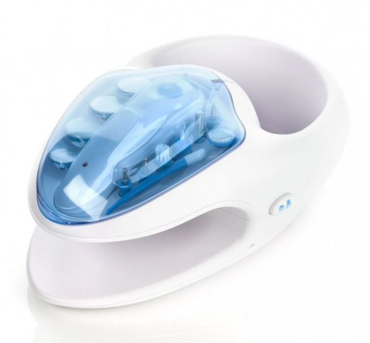 Машинка для маникюра и педикюра Nail Spa, встроенная ванночка, в комплекте 11 насадок, шлифует, полирует ногти, KZ0148