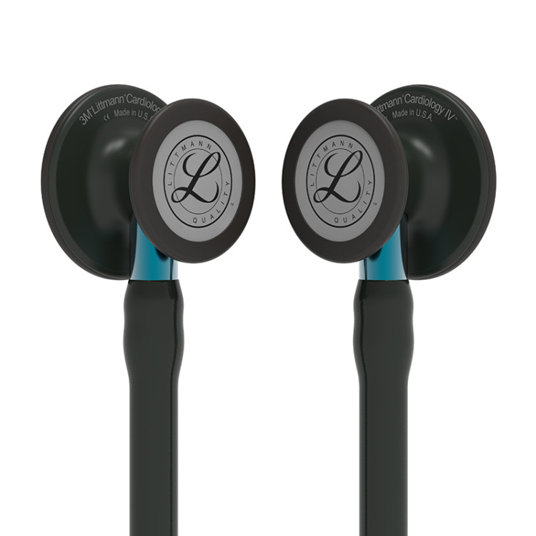 Стетоскоп Littmann Cardiology IV с черной трубкой, длиной 69 см, акустическая головка черная, стебель голубой,  6201