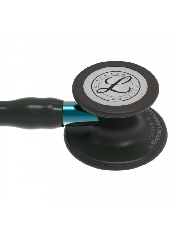 Стетоскоп Littmann Cardiology IV, двухканальная трубка цвет черный, двусторонняя головка цвет черный, ствол голубой, 69см, 6201