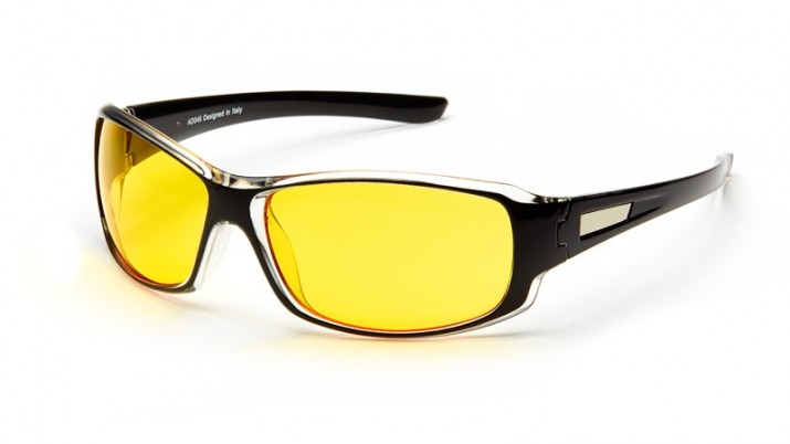 Водительские очки SP Glasses Premium со светофильтром полнооправные для улучшения видимости ночью, черные, AD046