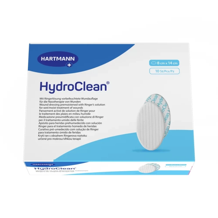 Повязка гидроактивная HydroClean  (Гидроклин), стерильная, с раствором Рингера и антисептиком, 8Х14см, 6092302