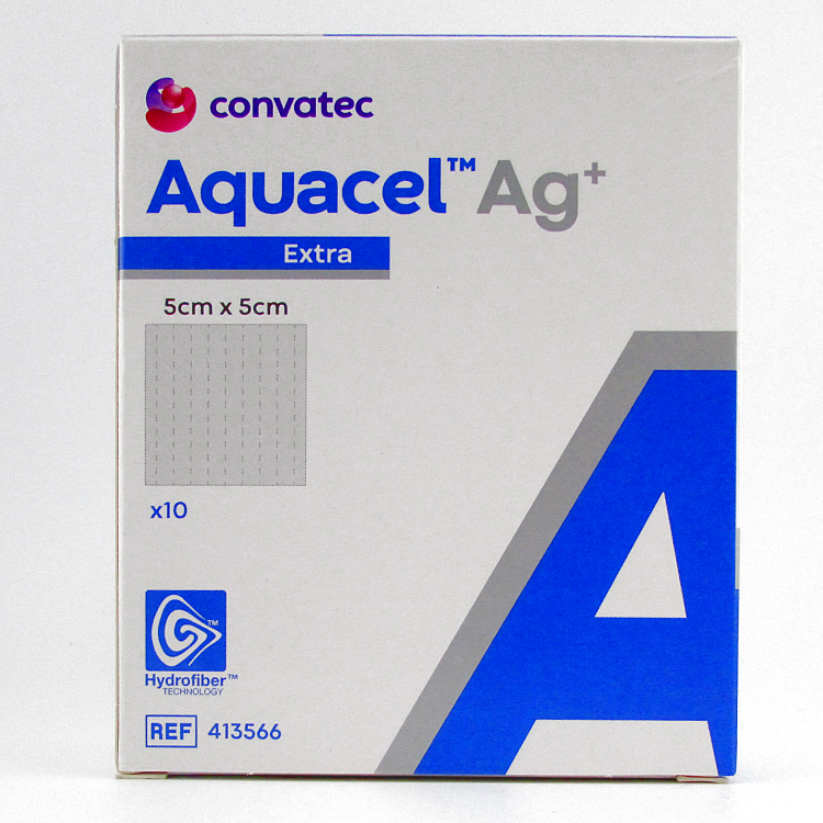 Повязка с серебром Аквасель Экстра Ag+ (Aquacel extra Ag+) 5х5 см, стерильная антимикробная, 413566