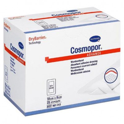 Повязка Космопор Адванс (Cosmopor Advance) послеоперационная стерильная самоклеящаяся с высокой впитываемостью 10х8см 25шт, 901013