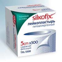 Пластырь фиксирующий Silkofix / Силкофикс медицинский, на тканевой основе, легко снимается, 5 х 500 см, 202730