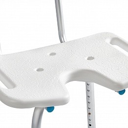 Стул для ванной Ortonica Lux 605 с вырезом и противоскользящими насадками на ножках, регулируется по высоте