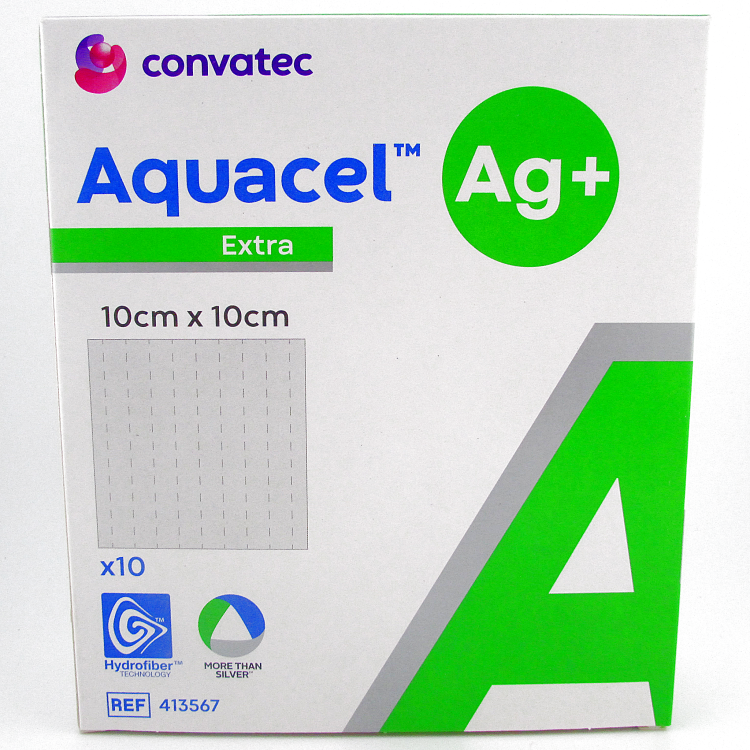 Повязка с серебром Аквасель Экстра Ag+ (Aquacel extra Ag+) 10х10см, стерильная антимикробная, 413567