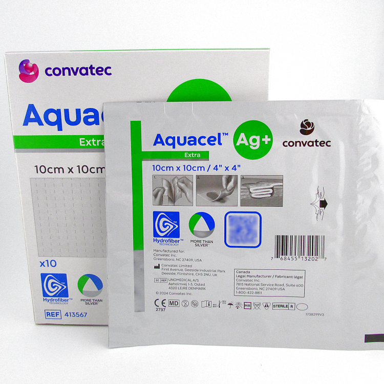 Повязка с серебром Аквасель Экстра Ag+ (Aquacel extra Ag+) 10х10см, стерильная антимикробная, 413567