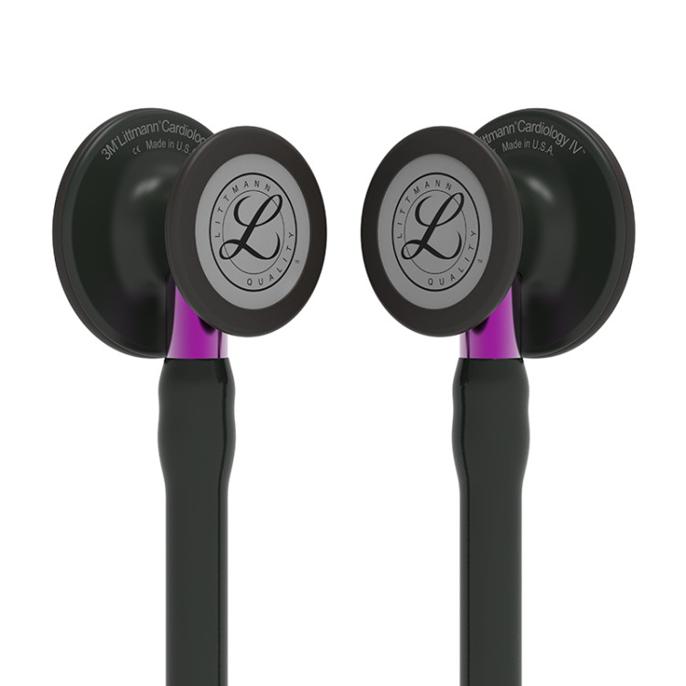 Стетоскоп Littmann Cardiology IV с черной трубкой, длиной 69 см, акустическая головка черная, стебель фиолетовый, 6203