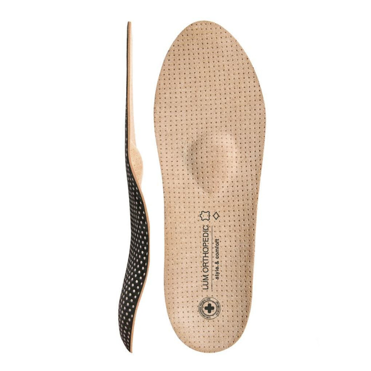 Стельки ортопедические Экотен, каркасные,  чашеобразное углубление, хромовая замша, Lum 201S