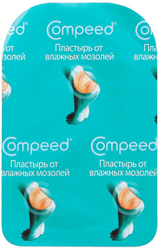 Пластырь от влажных мозолей на ногах Compeed / Компид, плотно прилегает к коже, уменьшает трение, размер средний, 1шт