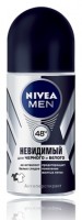 Дезодорант - антиперспирант для черного и белого Нивея мэн / Nivea men, невидимый, ролик, защищает, 50 мл