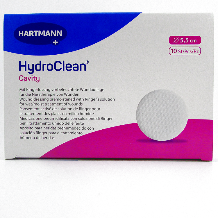 Повязка гидроактивная HydroClean Cavity (Гидроклин кэвити) д 5.5см, с раствором Рингера и антисептиком, 609006