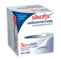 Пластырь медицинский фиксирующий Силкофикс на шелковой основе, гипоаллергенный, прочный и эластичный, размер 5см х 500см