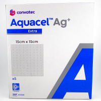 Повязка с серебром Аквасель Экстра Ag+ (Aquacel extra Ag+) 15х15см, стерильная антимикробная, 413568