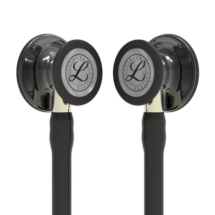 Стетоскоп Littmann Cardiology IV с черной трубкой, длиной 69 см, акустическая головка дымчатая, стебель шампанское, 6204