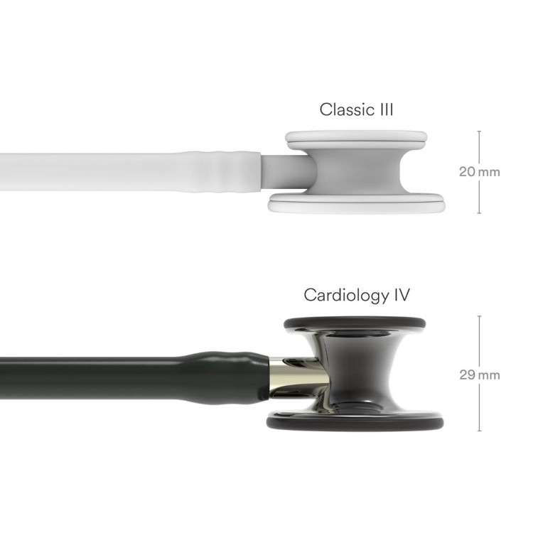 Стетоскоп Littmann Cardiology IV, двухканальная трубка цвет черный, двусторонняя головка цвет дымчатый, ствол "шампань", 69см, 6204