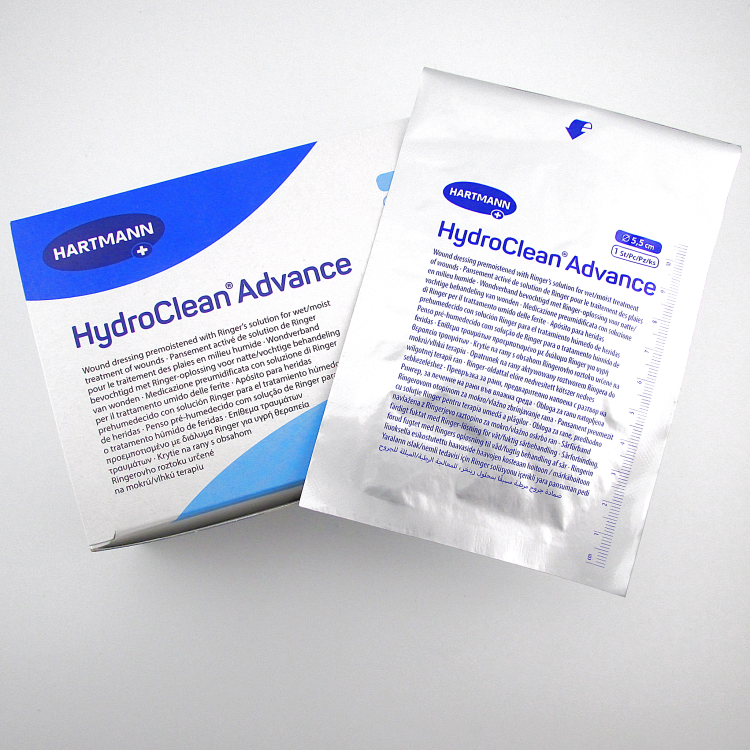 Повязка HydroClean Advance (Гидроклин Эдванс) д 5.5см, с раствором Рингера и антисептиком, 609666